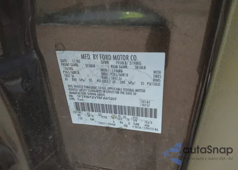 2008 Ford F150 from USA, damaged, VIN 1FTPW12VFA91207